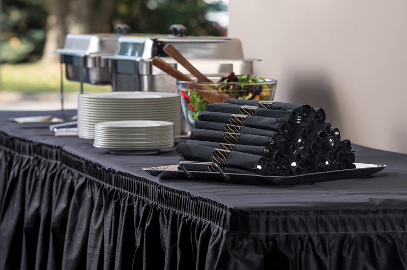 Hoffmaster 119987 FashnPoint CaterWrap Pre-rolled Dinner Napkin and Heavyweight Cutlery, Gold/Silver Stripe, Black/Metallic (Case of 100) - Image 3